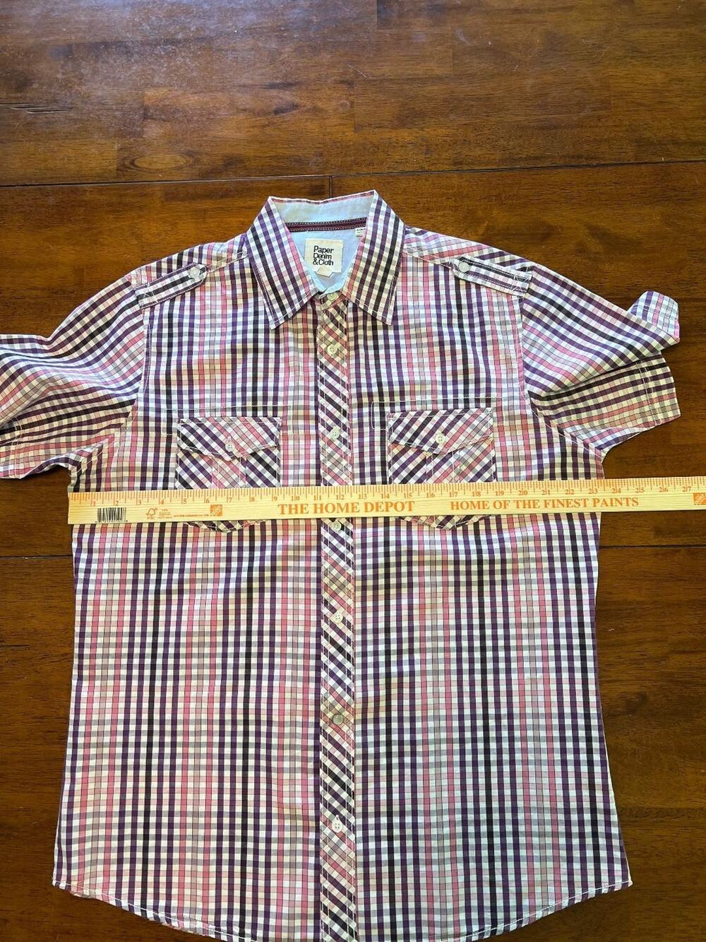 Mens Paper Denim & Cloth Short Sleeve Button Down Shirt, Size L